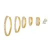 Pendientes de Borla con Cadena de Estrella y Luna Transfronterizos Europeos y Americanos Estrella de Seis Puntas Moda Conjunto de Pendientes de Circonita Joyería para Niñas