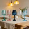 Suministros del Fabricante Vasos de Vino Moldeados por Soplado de Gran Capacidad, Cristalería Creativa de Plástico Colorido con Tallo Acanalado