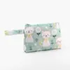 Bolsa de Cosméticos y Neceser Impermeable con Estampado de Gato de Dibujos Animados Verde Fresco