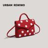 Bolso Cuadrado Pequeño Rojo Texturizado con Lunares Retro para Mujer 2026 Nuevo Diseño Lindo Dulce Genial Bolso de Hombro Bolso de Axila para Mujer