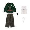 Roupas de Moda Infantil Hip-hop Conjunto de Moletom Largo para Meninos Fantasia de Dança Fantasia de Performance Hip Hop Infantil para Meninas