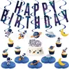 Bandeirola de Aniversário Divertida em Desenho Animado Elementos do Céu Estrelado Faixa com Letras Decoração Pendurada Espiral Topper de Bolo Enfeites Decoração