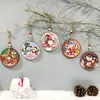 Decoración de letrero de madera navideño de Amazon transfronterizo, letrero redondo, colgante de madera de puerta de Papá Noel y muñeco de nieve