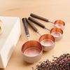 En existencia, taza medidora de acero inoxidable para hornear, cuchara medidora, herramientas para hornear, cuchara medidora de nogal y oro rosa, juego de 8 tazas medidoras
