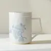 Taza de Cerámica Pintada a Mano de Flor de Peonía de las Dinastías Tang y Song con Tapa y Filtro para Separar el Té, Adecuada para Uso en la Oficina