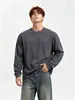 Camiseta de Manga Larga Pesada 270g para Hombre Blanca Holgada Off-Shoulder Ropa Exterior Cuello Redondo Top de Algodón Puro Otoño e Invierno Ropa de Pareja
