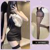 Roupa de Dormir Sexy com Estilo Puro e Sedutor, Uniforme de Menina Coelho com Renda de Alta Qualidade nas Costuras, Decote Halter e Vestido Curto Bodycon