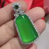 Plata 925 Incrustada con Diamantes, Calcedonia Verde Hielo de Alta Calidad, Pase lo que Pase, Colgante, Colgante de Jade Ágata Rosa, Cadena para Clavícula Colgante de Jade
