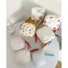 Bolsa pequeña cuadrada acolchada linda estilo coreano para niñas, mini bolsa con cremallera y correa colgante floral para guardar toallas sanitarias portátil para mujeres