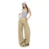 Primavera de 2026 Novo Tendência Jovem Estilo Americano Casual Calça de Terno Feminina Versátil de Perna Larga Solta Emagrecimento