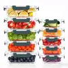 Juego de recipientes de almacenamiento de alimentos para Amazon transfronterizo con combinación personalizada, fiambrera de vidrio, apto para microondas y refrigerador, a prueba de fugas y sellado