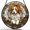 Cachorro Anjo Pingente de Vidro Colorido Ornamento de Vidro para Casa Decoração de Janela Jardim Pegador de Sol