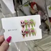 Uñas Postizas Puras Hechas a Mano Nai Zi para Primavera y Verano con Diseño de Relieve Floral 3D, Patrón Floral Rosa Dulce y Verde 385, Estilo Puro Deseo, Estilo Europeo y Americano