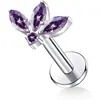 Titanio G23 Zirconia de Tres Garras Labret Roscado Interno Barra Recta Stud de Fondo Plano Joyería para Oreja F136 Stud para Hélice de la Oreja Stud Geométrico Simple para Oreja