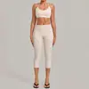 Conjunto de Yoga Estampa Retrô Justo com Amarração no Pescoço Alta Elasticidade Costas em V Fitness Roupa Esportiva 6117+2568