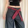 Lenço de Seda Longo Listrado de Alta Qualidade Estilo Coreano para Mulheres, Fita Estreita Fresca e Intelectual, Gravata Glamourosa para o Trabalho, Cinto