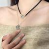 Collar de cuerda de cuero con circonita y moneda antigua de dos colores para mujer, nuevo collar de estilo retro con temperamento personalizado, diseño avanzado de nicho