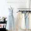 Seu Traje Elegante Doce Exquisito de Renda para Cílios Top Longo Saia para Mulheres