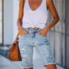 Jeans Europeos y Americanos Amazon wish Estación Independiente Transfronterizo Bandera Americana Borla Estrella Estampado Denim Shorts de Mujer