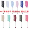 Peine de cuentas DIY creativo, peine de dientes finos curvos para uso doméstico y de salón, herramienta de plástico colorida para peinar el cabello, peine alisador en stock