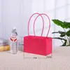 Bolsa retangular de cor sólida macaron para arranjo de flores do Dia do Professor, cesta de flores portátil, bolsa impermeável, saco de papel para buquê e planta em vaso