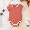 Ventas Directas de Fábrica Romper de Verano para Bebé Mameluco de Manga Corta Acanalado Mono Unisex para Bebé Transfronterizo