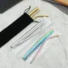 En stock transfronterizo acero inoxidable 304 pajilla color titanio creativo reutilizable vaso de coche bebida tubo recto codo