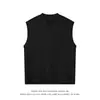 Verão Absorvente de Suor Fitness Secagem Rápida Esportivo Sem Mangas Tendência Estilo Americano Colete Camiseta Gola V Masculina Masculina Texturizada Branca