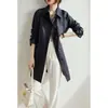 Gabardina caqui estilo japonés para mujer, moda femenina primavera y otoño 2026, versión coreana versátil abrigo casual de longitud media