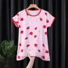 2022 Nuevo camisón de niña verano fino manga corta dibujos animados lindo niños medianos y grandes niñas pijamas ropa de casa