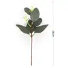 Rama Única de Hojas de Eucalipto con Frutos, Decoración para Arreglo Floral DIY, Hojas de Dinero Artificiales, Hojas de Eucalipto Decorativas con Frutos para Venta Transfronteriza