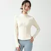 Chaqueta Deportiva Ajustada para Mujer Cuello Alto Alta Elasticidad Transpirable Puños con Agujero para el Pulgar Fitness Correr Pilates Yoga Entrenamiento Manga Larga