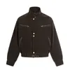 Chaqueta Aviador Retro Americana de Gamuza con Cuello Alto para Hombres y Mujeres con Cremallera y Diseño de Retazos, Chaqueta Corta de Trabajo