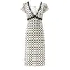 Vestido de Renda com Bolinhas Estilo Romântico Retrô Francês Lançamento Primavera 2026 Saia Elegante de Comprimento Médio para Afinar a Cintura Feminina