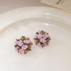 Pendientes de racimo de flor de cerámica con incrustaciones de diamante Aguja Plateada diseño de moda nicho pendientes pendientes de industria pesada frescos venta al por mayor
