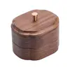 Caixa de Armazenamento de Fio Dental de Madeira de Nogueira Maciça, Caixa de Palitos de Dente de Mesa de Alto Padrão, Caixa Simples e Luxuosa para Cotonetes, Caixa de Armazenamento para Entrada