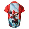 Comércio Exterior Amazon Venda Quente Camisa Masculina com Estampa Digital 3D Dia Nacional Canadense Manga Curta com Bolso Canguru Calças