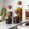 Tarro de almacenamiento de corcho vidrio a prueba de humedad tarro de almacenamiento de cocina granos tarro de comida fruta seca tarro sellado venta al por mayor
