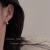 Pendientes de aro de perla sencillos y modernos para mujer, de alta gama, combinables, ligeros, de lujo, elegantes, estilo francés vintage, de plata.