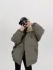 Inverno Novo Estilo Senso de Design Simples Jaqueta Puffer Curta Roupas de Algodão Homens e Mulheres Retro Versátil Solta Gola Lapela Roupas de Algodão