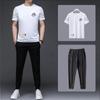 Conjunto Esportivo de Secagem Rápida Ice-Sense Masculino Verão Fino Corrida Fitness Alta Elasticidade Masculino Ice Mesh Manga Curta Calças