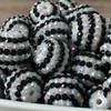 16-22MM Cuentas de Resina con Agujero Bolas Rayadas Blancas y Negras Cuentas DIY Cuentas Gruesas