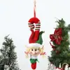 Nova Decoração Criativa de Natal Boneco Sentado Enfeites Elfo Vermelho e Verde Boneco Telescópico Enfeites de Janela