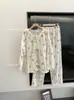 Pijama de gaze com bolhas e renda creme para outono, cardigã doce, calça comprida de manga longa, conjunto de roupa de casa estampada, novo produto transfronteiriço