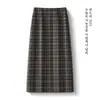 Falda bodycon de cuadros, de talle alto, adelgazante, con abertura, de longitud media, para mujer, moda otoño e invierno, versátil y casual, 2026
