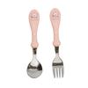 Juego de tenedor y cuchara para bebé Beiqiao juego de dos piezas de acero inoxidable vajilla de alimentación para el hogar 304 portátil para bebé