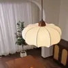 Luminária de teto de quarto vintage estilo francês, novo design de feijão mágico moderno de meados do século, iluminação atmosférica para sala de estudo, luminárias de madeira maciça e tecido estampado, arte em ferro