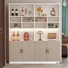 Armario para Vino para Uso Doméstico, Mueble Pantalla Divisoria para Sala de Estar, Vitrina, Aparador, Armario Alto de Almacenamiento, Mueble de Entrada, Gris Crema