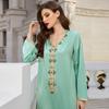 Vestido Longo Ba9008 Verde Menta de Caimento Solto Bordado à Mão