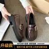 Mocasines negros para mujer 2024 nuevo otoño piel genuina estilo británico sin cordones zapatos Mary Jane para el trabajo